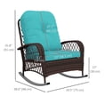 thumbnail image 2 of Outdoor Wicker Rattan Rocking Chair with Thick Turquoise Cushions, Heavy-Duty Steel Frame Patio Rocker for Garden, Backyard, Porch and Conservatory, 29.5"W x 38.6"D x 35.8"H, 2 of 7