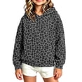 thumbnail image 2 of Falkdiz Hooded Sweatshirts for Girls Leopard Print Warm Pullover Cute Outdoor Long Sleeve Party Gifts Girls Tops Winter , Black , Size: 5-6 Years, 2 of 6