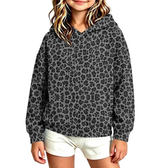 Girls Loose Fit Hoodie, Long Sleeve Pullover Printed Loose Fit Hooded Sweatshirt, Ages 3-13, for Casual and Everyday Layering Summer | CSEONE