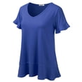 thumbnail image 2 of Doublju Women's Short Sleeves Flare Tunic Tops for Leggings Flowy Shirt with Plus Size, 2 of 4