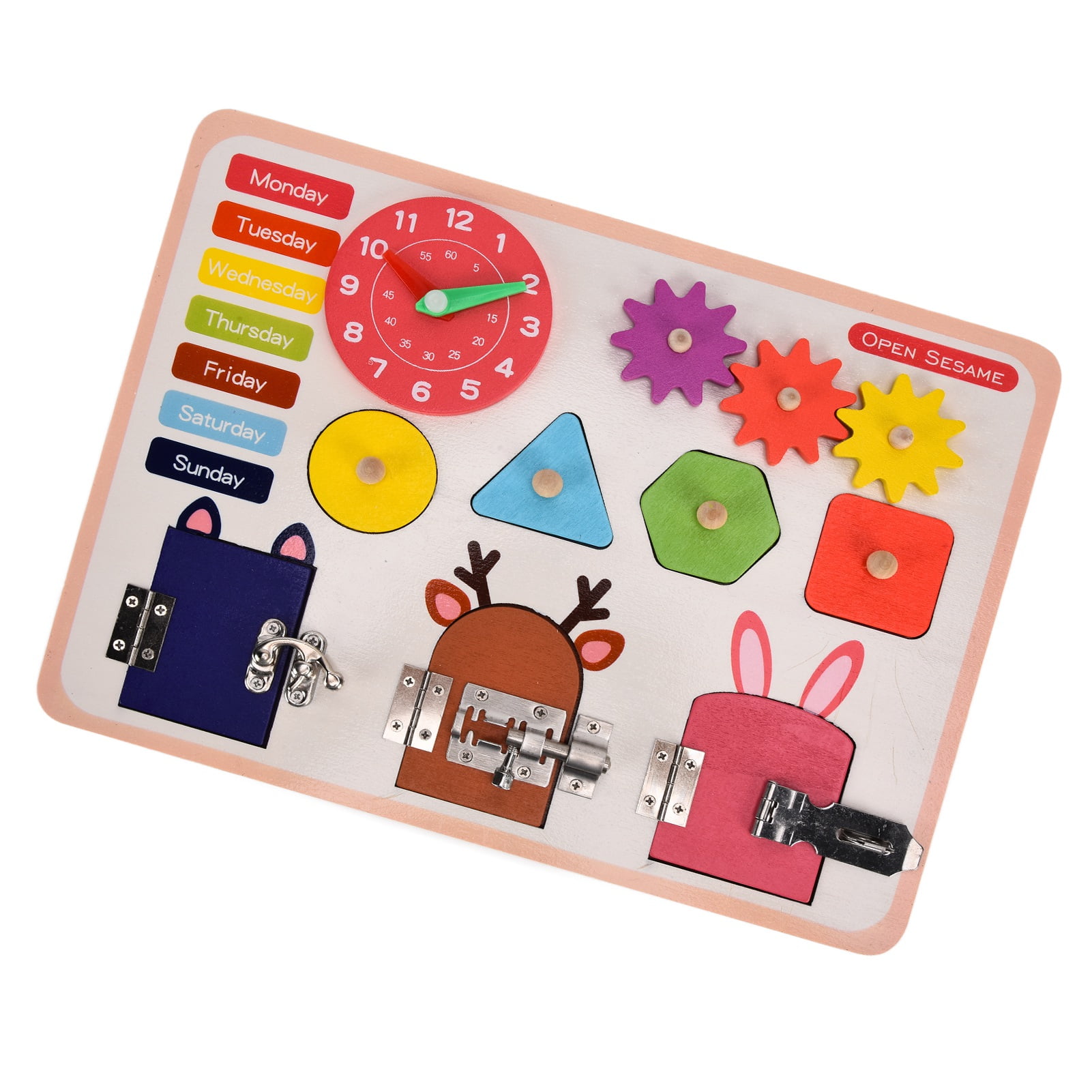 Estink Busy Board Toy, Wooden Toddler Busy Board, Educational Toy for Children