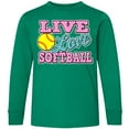 thumbnail image 3 of Inktastic Live Love and Softball Long Sleeve Youth T-Shirt, 3 of 5