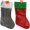 Set of 2, variant on FLOMO Christmas Holiday 18.5" Tinsel Shiny Red w/Green Cuff & Silver w/White Cuff Stockings (Red - 2 Pack)