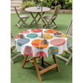 thumbnail image 3 of Outdoor Tablecloth with Umbrella Hole and Zipper, Easter Eggs Round Table Cloth 60 Inch Waterproof Tablecloth, Spring Colorful Striped Dots Bow Egg Watercolor Picnic Table Cover for Patio Camping, 3 of 7