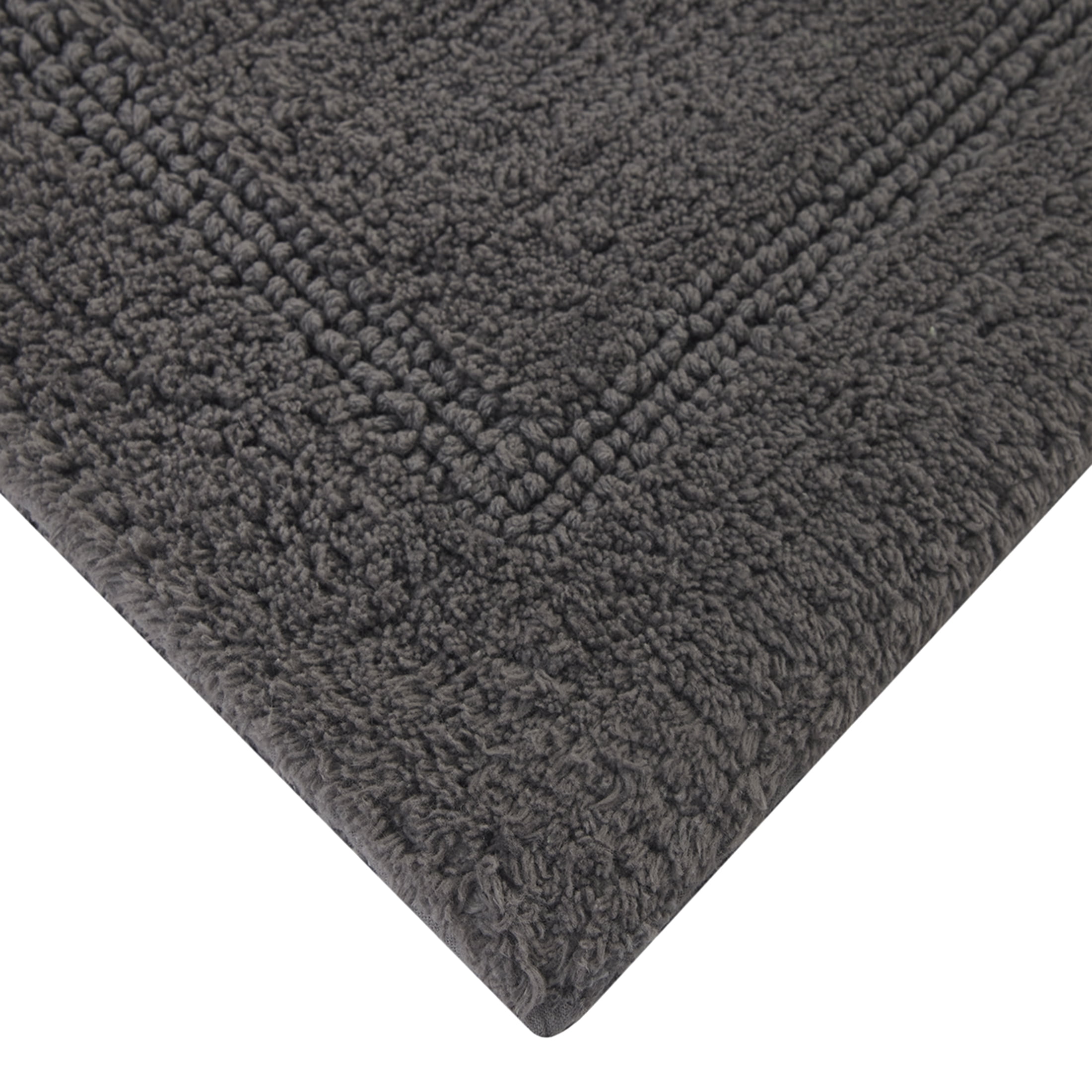 Better Homes & Gardens Cotton Reversible Bath Rug, Grey Flannel, 17" x 24"