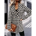 thumbnail image 4 of Chaqueta Informal de Lana con Solapa y Larga para Mujer, con Estampado y Doble Botonadura, A Cuadros y Negro M, 4 of 10