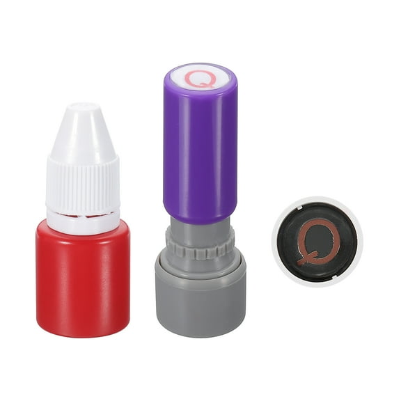 Uxcell 10mm Letter Stamps, U-Alphabet Stamps Mini Self Inking Stamps Plastic Ink Set, Red Ink, Purple Shell