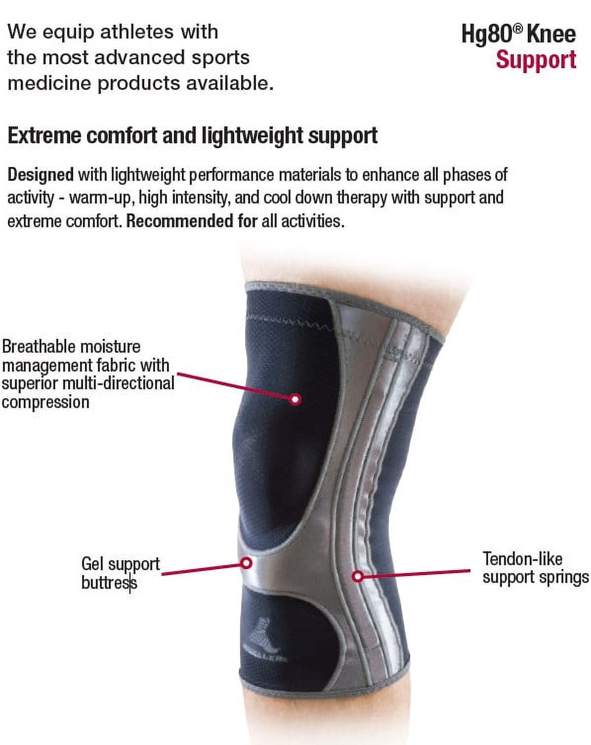 (2 pack) Mueller Hg80 Knee Support, Black, Extra Small