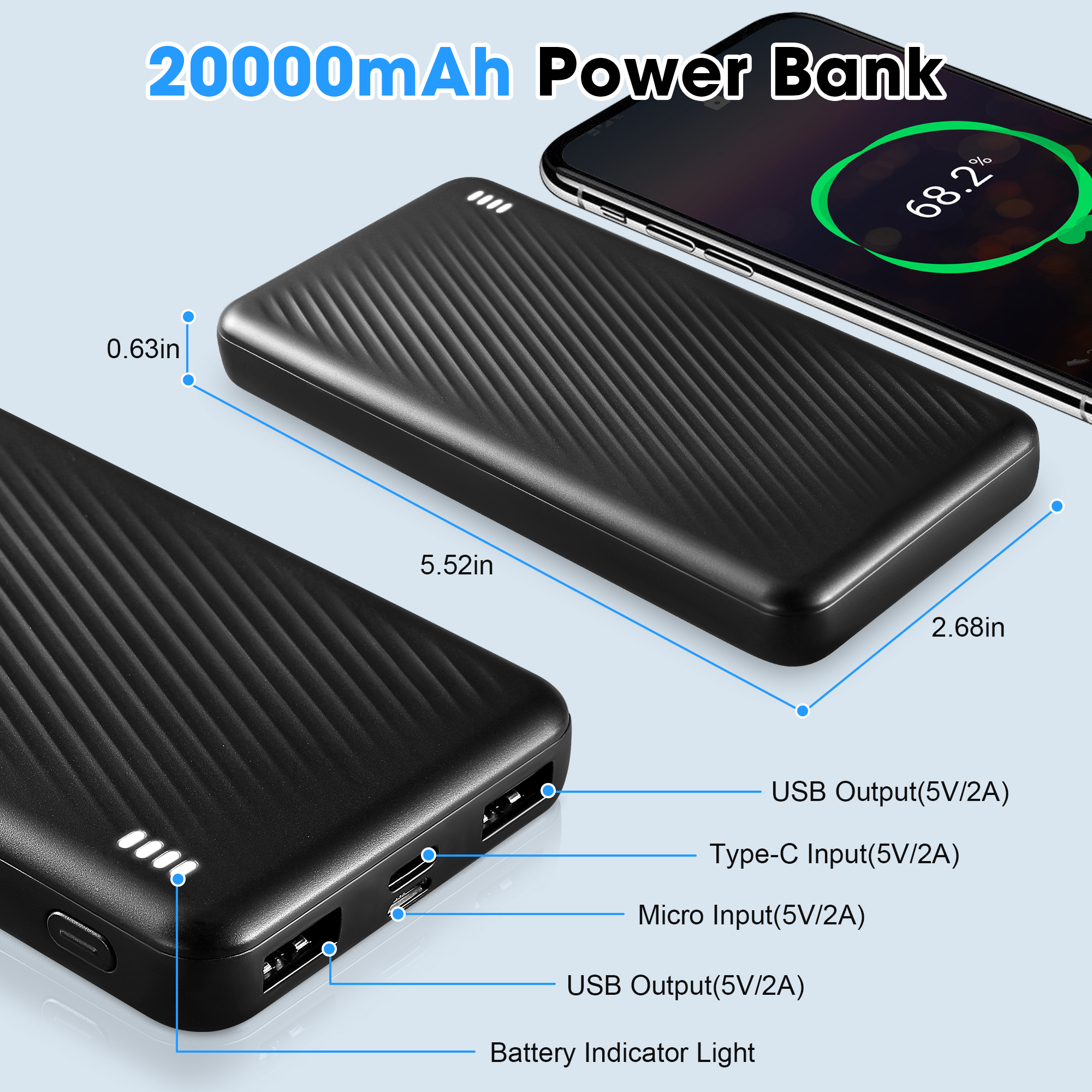 SOLPOWBEN 20000mAh Power Bank with Dual USB Output photo 5