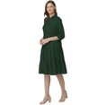 thumbnail image 2 of eloria Women Summer A-Line Button Down Casual Short Midi Dress Color: Pine Green|Size: L, 2 of 7