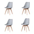 thumbnail image 1 of HLONK A set of 4, ABS PP plastic shell Nordic dining chairs, beech wood legs, suitable for dining room, living room, office, bedroom, gray, 1 of 5