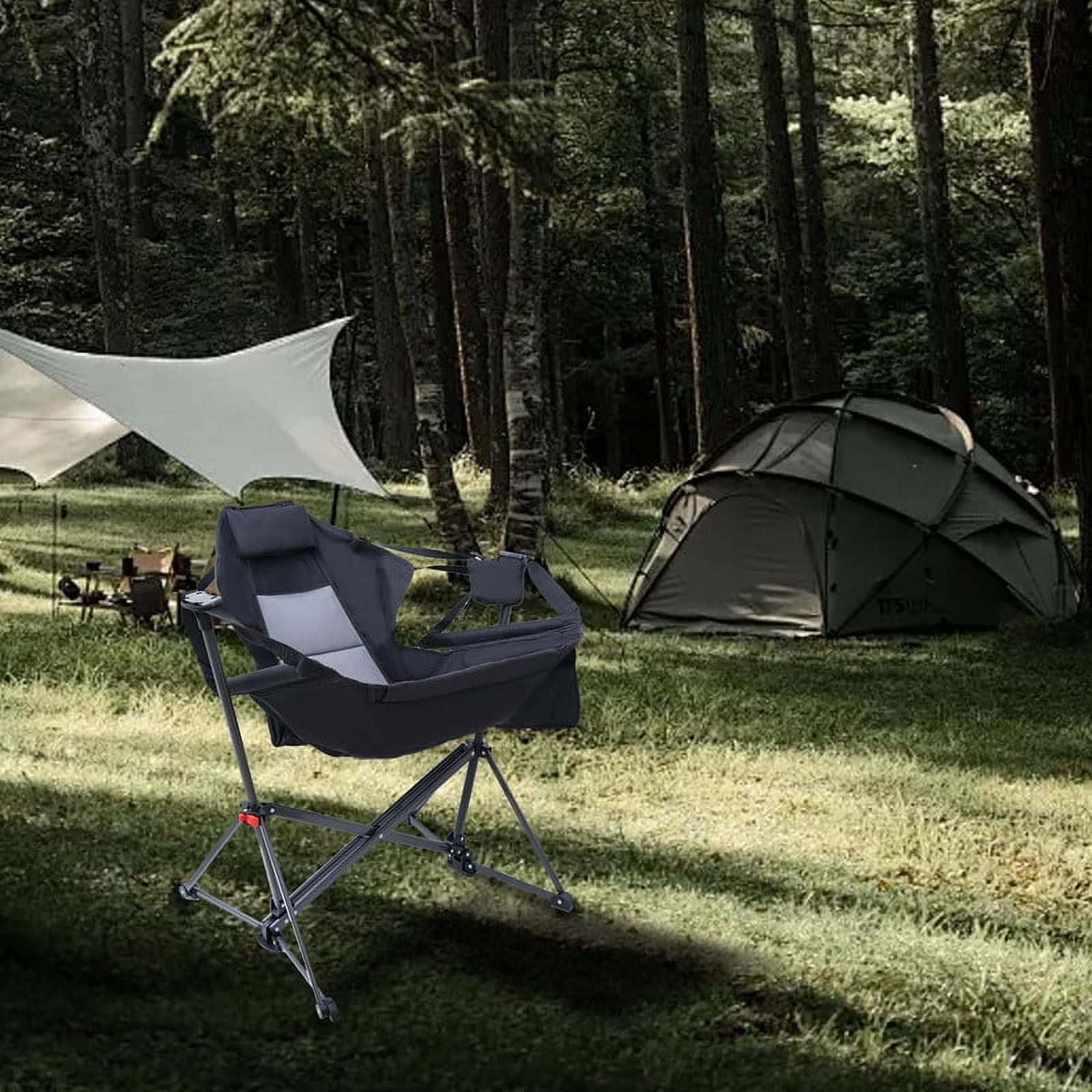 Portable Hammock Chair, Lightweight Rocking Camping Chair with Cupholder, Pocket, and Easy Carry Design for Outdoor Adventures (1 Pack)
