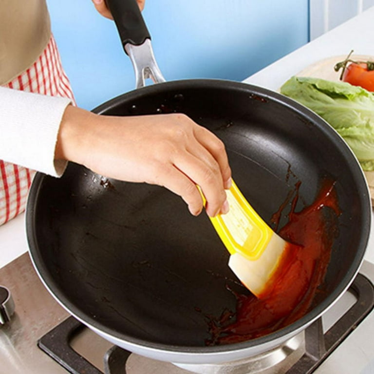 OAVQHLG3B Silicone Pan Scraper Dish Cleaning Spatula Bowl Scraper Dish Scraper  Non Stick Kitchen Scraper Pan Rubber Cleaning Spatula Pot Cleaning Tool 
