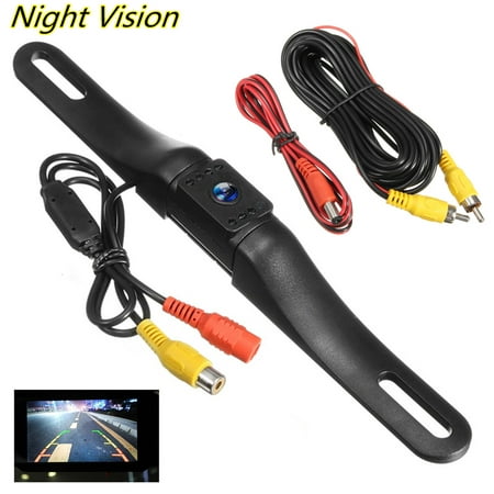 170° 8-LED CCD Night Vision HD Vehicle License Plate Backup Camera with Distance Scale Lines IP68 520 TVL High Definition Car Reverse Camera Rearview Super Wide Angle