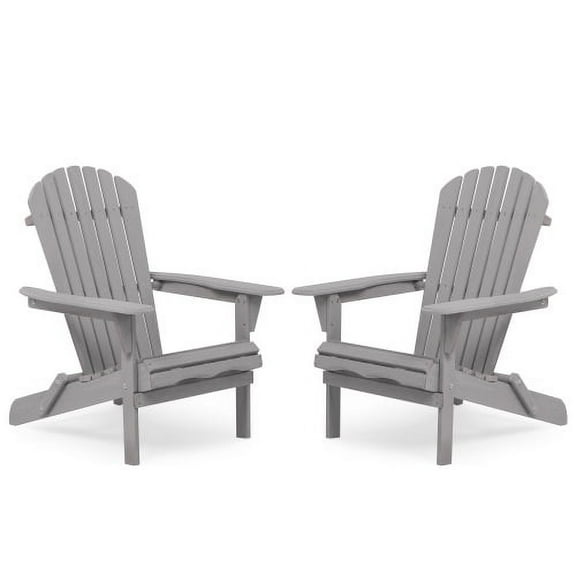 Adirondack Chair Set of 2, Wooden Folding Adirondack Chairs for Outdoor, All Weather Patio Chairs with Cup Holder, Heavy Duty Adirondack Lawn Chairs