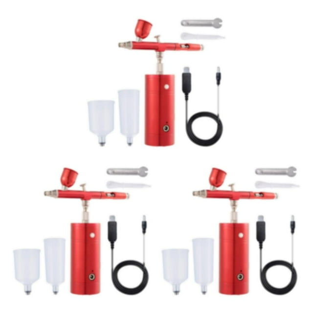 Shengyu Kit de Compresseur d'Air Portable pour Aérographe Peinture par Pulvérisation Professionnelle Sans Fil Rouge 1.49x5.1x5.7 Pouces 3Ensemble