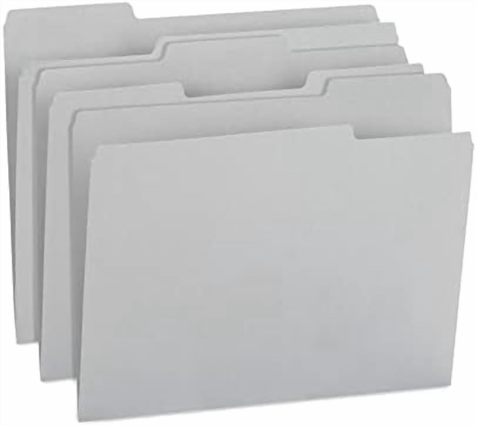100  Gray File Folders Letter Size - Durable 11pt Grey Folders, 1/3 Cut 3 Tabs Gray Folders, Holds Letter Size Documents