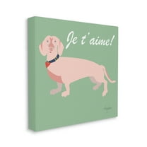 Je t'aime! French Phrase with Pink Dachshund Animals & Insects Gallery-Wrapped Canvas Print Wall Art, 17x17