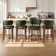 thumbnail image 3 of Hawsaiy Counter Height Bar Stools Set of 4, Mid Century Modern Boucle Barstools with Solid Wood Frame, Upholstered Kitchen Island Stools with Backrest & Footrest, Green, 3 of 13