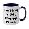 thumbnail image 2 of Inappropriate Knitting Gifts, Knitting is My Happy Place, Motivational Holiday Two Tone 11oz Mug Gifts For Friends, Funny knitting gift ideas, Knitting gifts for her, Knitted gifts for him, Unique, 2 of 2