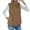 Khaki, variant on Women'S Turtle-Neck Sleeveless Warm Plush Vest with Zipper Autumn Winter Vest Jacket with Pockets Khaki XL