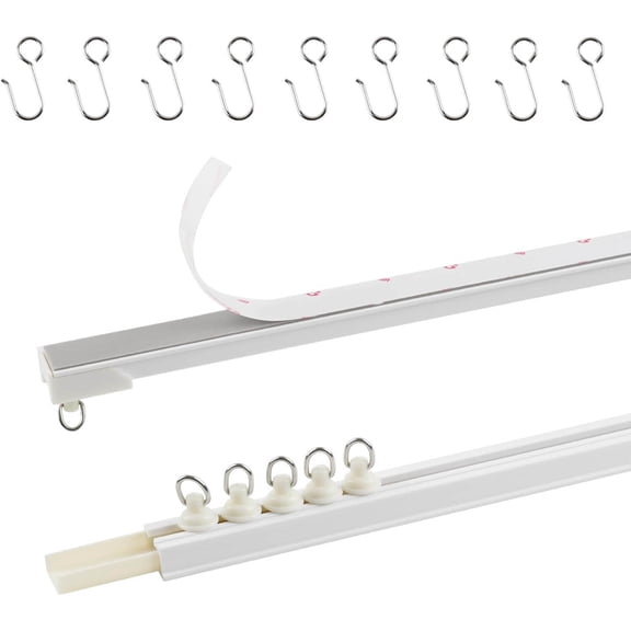 TYRON Adhesive Curtain Track Ceiling or Wall Mount, Ceiling Track Room Divider, Self Adhesive Curtains Rod No Drill, Curtain Hangers No Damage