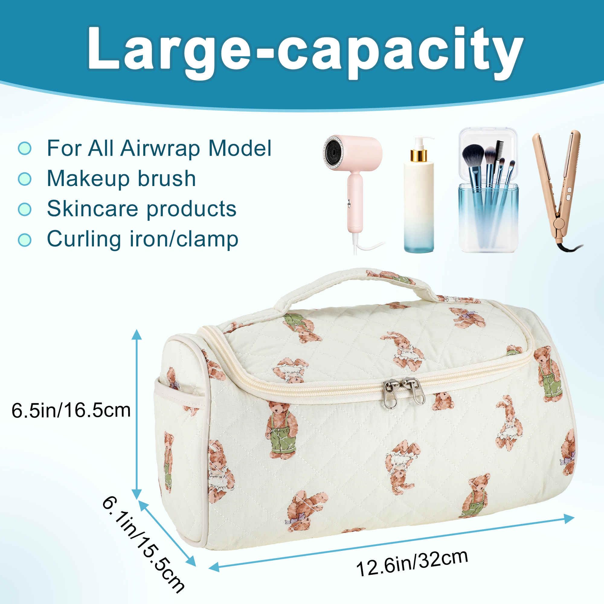 Soda Candy Quilted Hair Tools Travel Bag Cotton Cosmetics