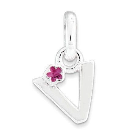 Sterling Silver Letter V with Enamel Pendant
