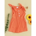 thumbnail image 3 of FEORJGP Toddler Girls Summer Rompers 6M 1T 2T 3T 4T Kids Solid Color Sleeveless Overalls Ribbed Knitted Jumpsuit Shorts Baby Button Bodysuits Suspender Shorts Infant Loose Casual Clothes, 3 of 9