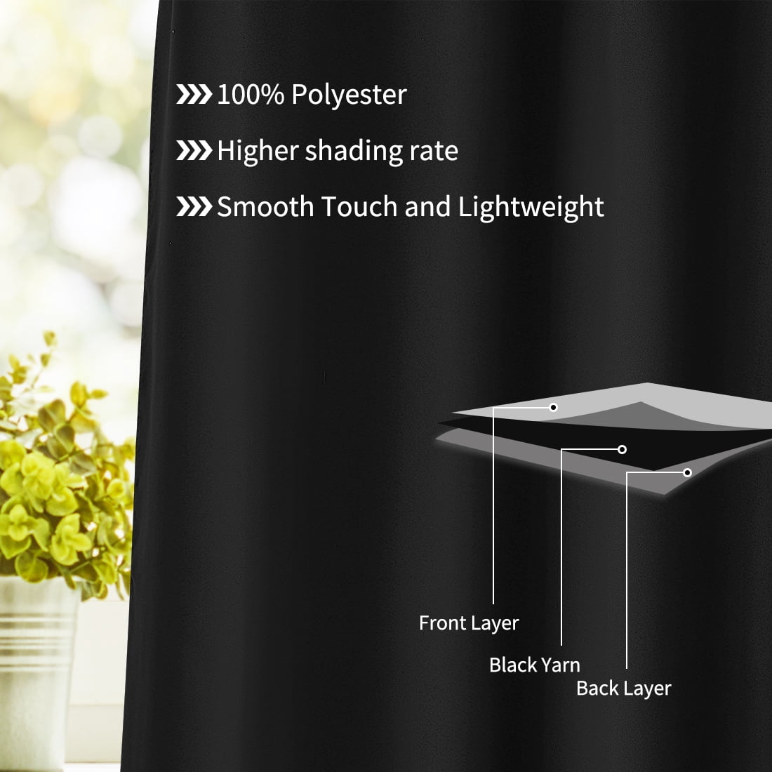 Unique Bargains Blockout Window Darkening Gorgeous Grommet Curtain Panels Set of 2 Black 52" x 63"