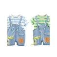 thumbnail image 7 of Toddler Baby Boy Girl Overalls Striped T-Shirt Tops with Suspender Shorts 1 Pocket Bottom Clothes Set,Cute Cartoon Alligator Print Boys Outfit 6Month-4T,White Blue, 7 of 7