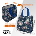 thumbnail image 3 of Pioneer Flower Floral Print Pattern Insulated Lunch Bag for Women & Adults,Large Portable Soft Cooler Lunch Bag,Thermal Food Storage Tote with Pearl Cotton,8.66L,8.75x5.75x9.5 Inch, 3 of 6