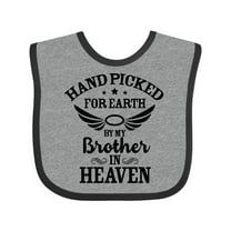 Inktastic Handpicked for Earth by My Brother in Heaven Angel Wings Boys or Girls Baby Bib