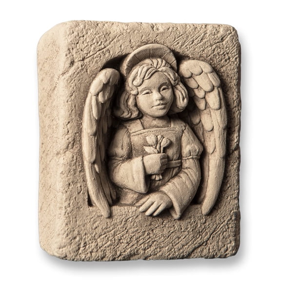 Carruth Studio , Mini Plaque Murale Ange Figurine de Jardin, Sculpture Originale Fabriquée à la Main en Pierre, Artisanat