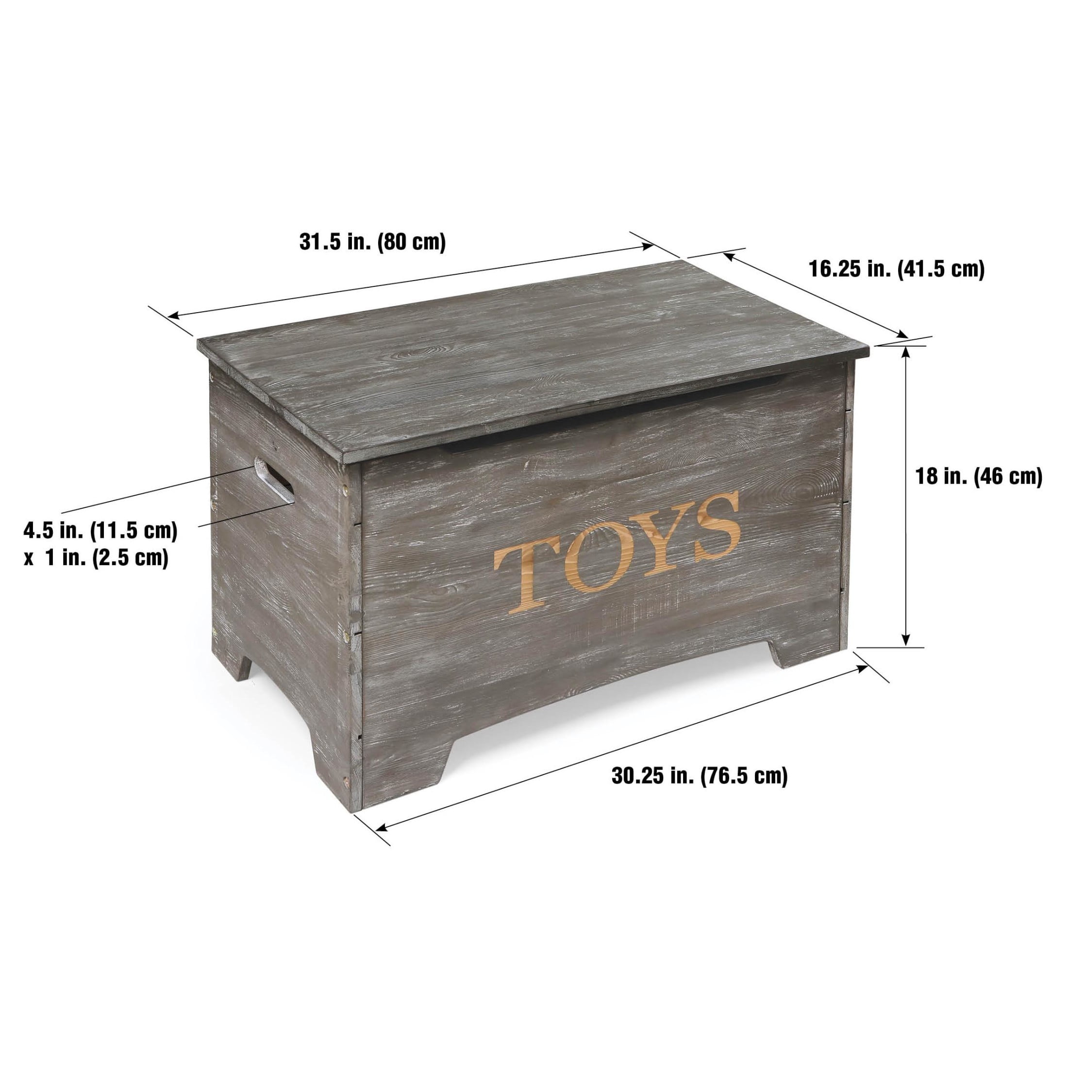 Badger Basket Children's Solid Wood Rustic Toy Box 3.3 Cu ft. - Vintage Gray