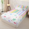thumbnail image 2 of Erosebridal Kawaii Rainbow Stars Zipper Twin Comforter Sets with Fitted Sheet and 2 Pillowcases,Cute Colorful Lines Art Zipper Bedding Set For Girls,Colorful Stars Reversible,4-Piece, 2 of 7