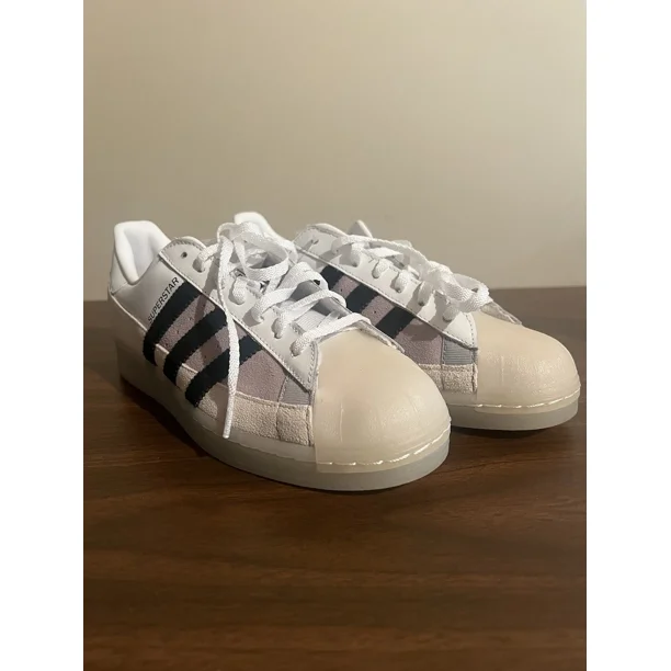 Adi - das Originals Superstar Mens Shoes Leather Suede ,White Beige Gray, Size 8