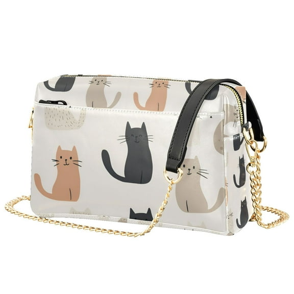 FORMRS Women Crossbody Purse with Chain Strap Vegan Leather Shoulder Handbag, Cute Cartoon Cats