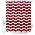 thumbnail image 2 of Red White Waterproof Fabric Shower Curtain,Modern Abstract Waves Water Ripple Striped Waterproof Fabric Shower Curtain for Bathroom Curtains Bathtubs Hotel Shower Curtains with 12 Hooks Stall 48x72in, 2 of 8