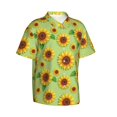 thumbnail image 2 of Daiia Sunflower Leaves Hawaiian Shirt for Men Gentle Cotton Regular Short Sleeve Casual-Large, 2 of 9