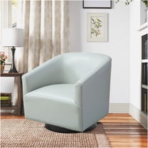 JERFIT Dove Gray PU Leather Swivel Chair with Wood Base, Modern Accent Chair for Living Room, Office, No Assembly Required