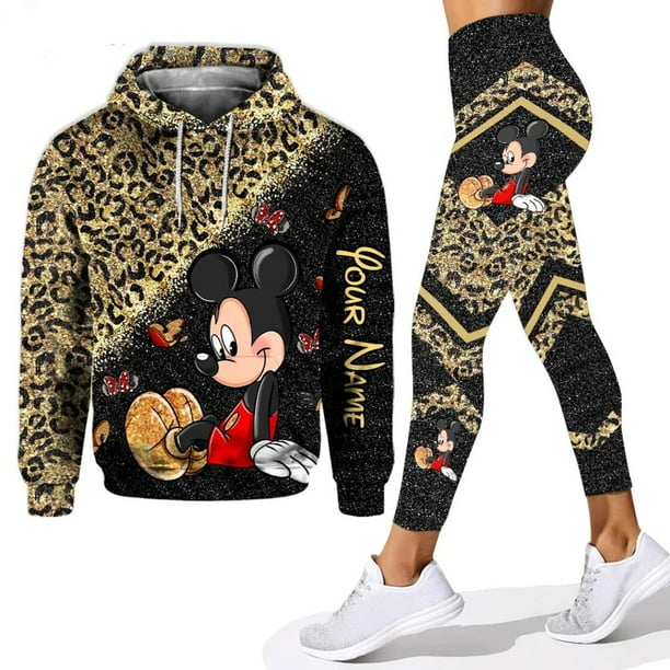 Sudadera con capucha de Mickey personalizable para mujer conjunto de pantalones de chandal de Yoga de Mickey Leggings de Yoga de Disney chandal de moda Walmart en linea