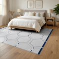 thumbnail image 3 of ODIKA 6'x9' Navy White Geometric Hexagon Design Washable Area Rug Modern Pattern with Bold Hexagonal Shapes Easy Care, Non-Shedding, for Queen Size Bedroom Under Bed Master Suite, 3 of 7