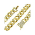 thumbnail image 2 of Hip Hop Bling Cuban Link 20mm Chain Fully Iced 14K Y Gold Plated Necklace Bracelet Jewelry, 2 of 6