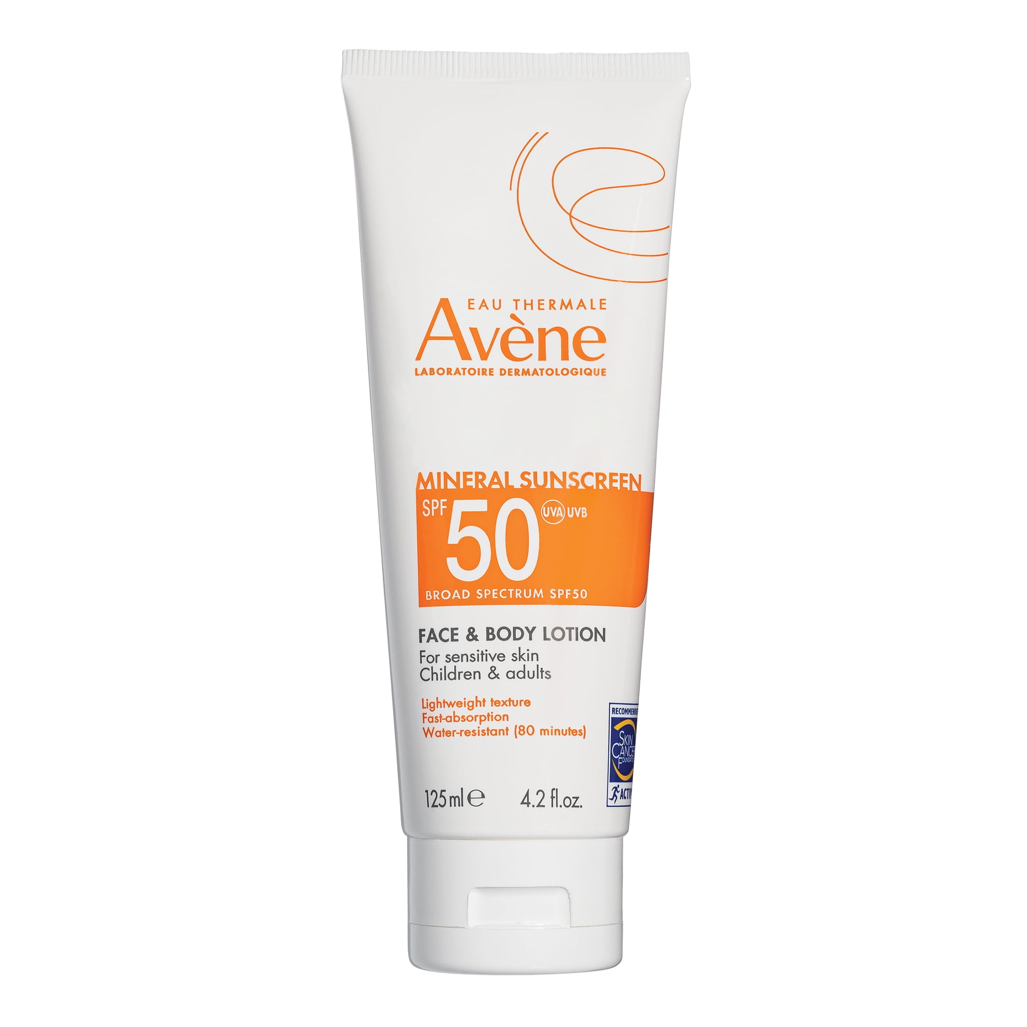 Avène Mineral Sunscreen SPF 50 Face & Body Lotion, Fast Absorbing, 4.2 fl oz
