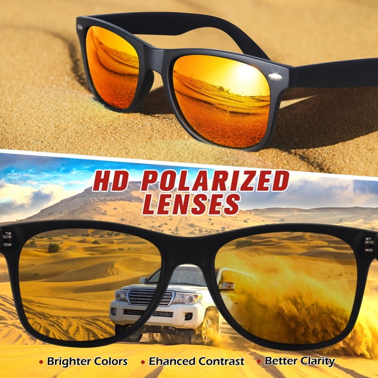 Sunier Classic Polarized Sunglasses, 80's Retro Orange Red photo 7