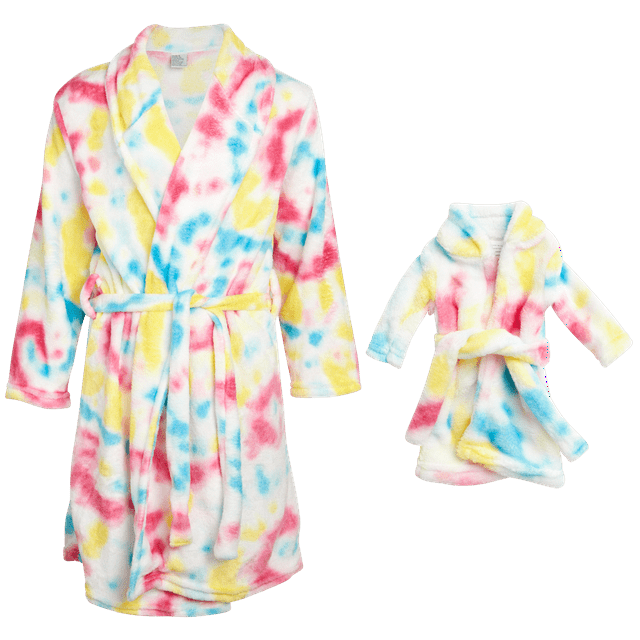 BFF & Me Girls' Bathrobe Tie Dye Fleece Robe and Matching Robe for Doll (Size 412)