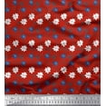 thumbnail image 1 of Soimoi Red Rayon Crepe Fabric Swirl & Daisy Floral Printed Fabric 1 Yard 46 Inch Wide, 1 of 1