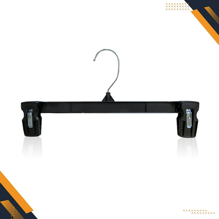 Hanger Central Recycled Black Heavy Duty Plastic Pants Skirt Bottom Hangers with Plastic Extra Long Pinch Clips and Polished Metal Swivel Hooks 10 Inch 10 Pack Walmart