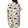 thumbnail image 3 of Kdxio Dinosaur Print Pajamas Sets for Women Short-Sleeved Pjs with Lounge Shorts Two Piece Sleepwear S-4XL, 3 of 9